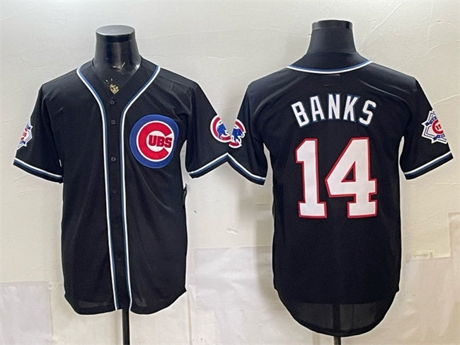 Chicago Cubs #14 Ernie Banks 150th Anniversary Black MIKSHPS Out Style Vapor Premier Limited Stitched Jersey