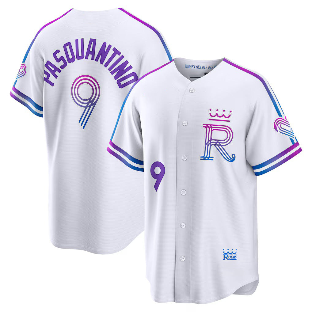 Kansas City Royals #9 Vinnie Pasquantino White MIKSHPS 2026 City Connect Stadium Jersey