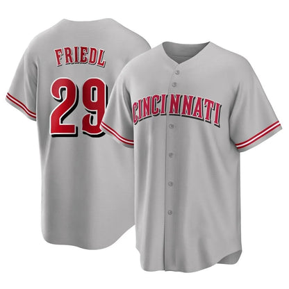 Cincinnati Reds #29 TJ Friedl Player Gray MIKSHPS Home Game Stitched Jerseys