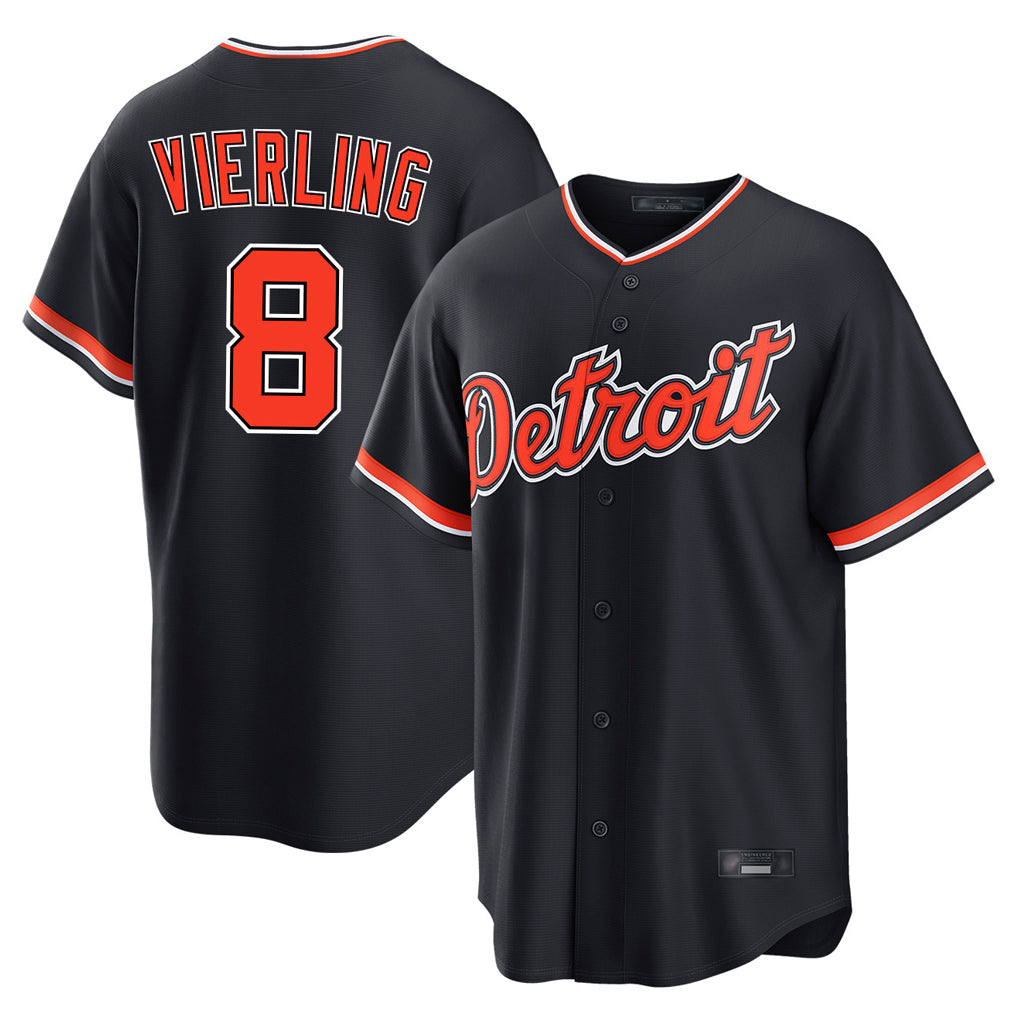 Detroit Tigers #8 Matt Vierling Player Navy MIKSHPS Home Game Stitched Jerseys