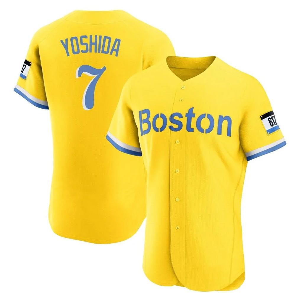 Boston Red Sox #7 Masataka Yoshida Player Yellow MIKSHPS Limited Elite Home Game Stitched Jerseys1