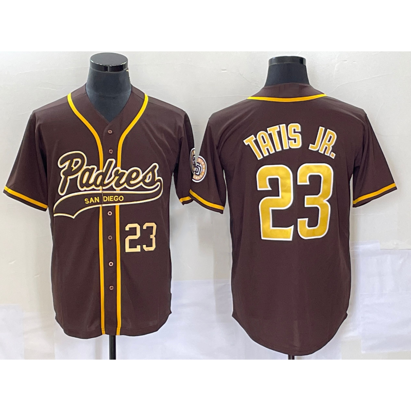 San Diego Padres #23 Fernando Tatis Jr Number Brown MIKSHPS NEW 2023 Cool Base Stitched Jersey