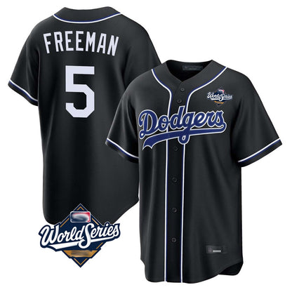 Los Angeles Dodgers #5 Freddie Freeman Player Black MIKSHPS World Series Black Carbon Limited Home Stitched Jerseys