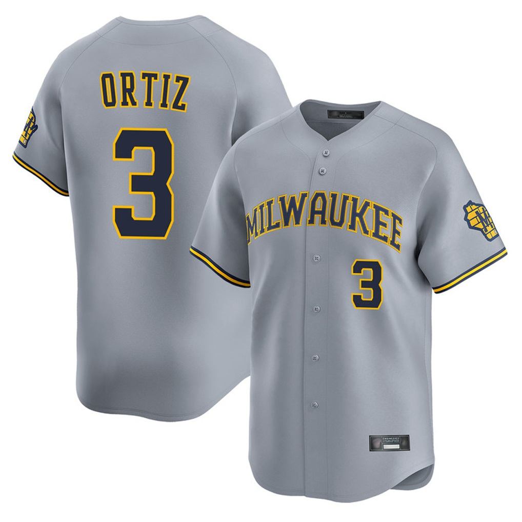 Milwaukee Brewers #3 Joey Ortiz Player Gray MIKSHPS Home Limited Stitched Jerseys
