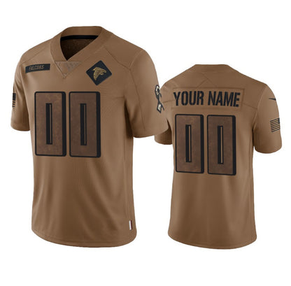 Custom A.Falcons Active Player 2023 Brown MIKSHPS Salute To Setvice Limited Stitched Jersey