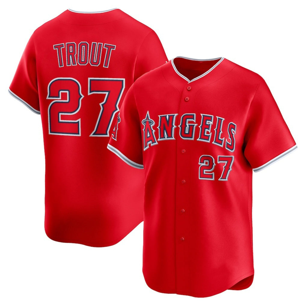 Los Angeles Angels #27 Mike Trout Red MIKSHPS Alternate Limited Player Jersey