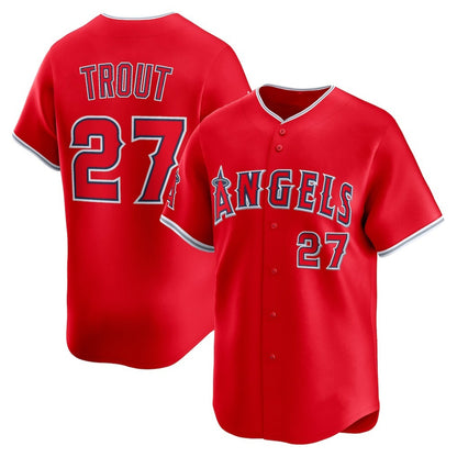 Los Angeles Angels #27 Mike Trout Red MIKSHPS Alternate Limited Player Jersey