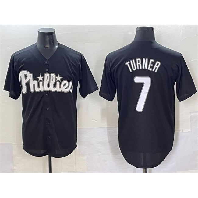 Philadelphia Phillies #7 Trea Turner Black MIKSHPS Lights Out Limited Stitched Jersey