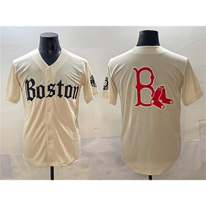 Boston Red Sox Team Big Logo Cream MIKSHPS Gothic Vapor Limited Stitched Jersey