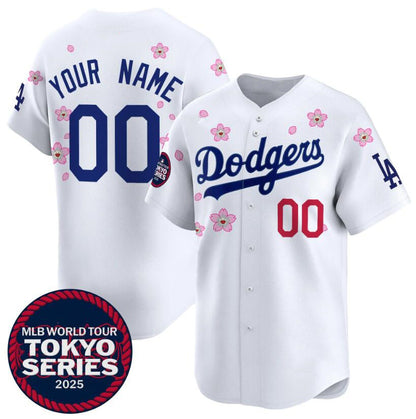 Custom Los Angeles Dodgers Active Player White MIKSHPS 2025 Tokyo Series Limited Stitched Jersey