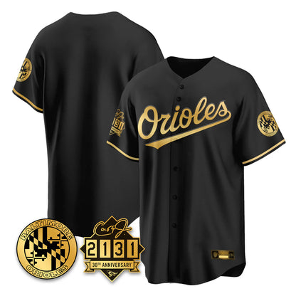 Baltimore Orioles Black Gold MIKSHPS 30th Anniversary of 2131 Home Game Blank Player Stitched Jerseys
