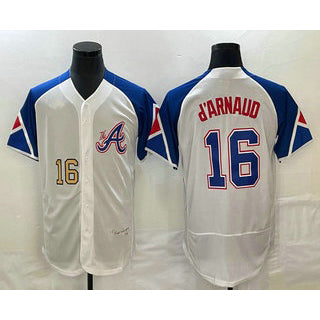 Atlanta Braves #16 Travis dArnaud Number White MIKSHPS 2023 City Connect Flex Base Stitched Jersey