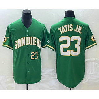 San Diego Padres #23 Fernando Tatis Jr Number Green MIKSHPS Cool Base Stitched Jersey