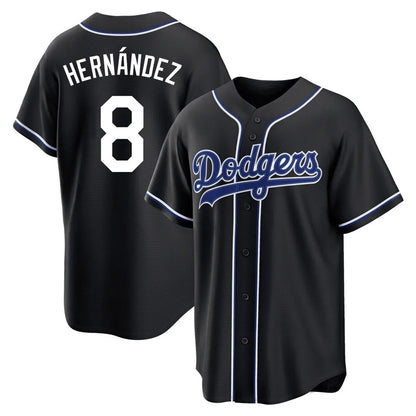 Los Angeles Dodgers #8 Enrique Hern¨¢ndez Player Black MIKSHPS Carbon Limited Home Stitched Jerseys