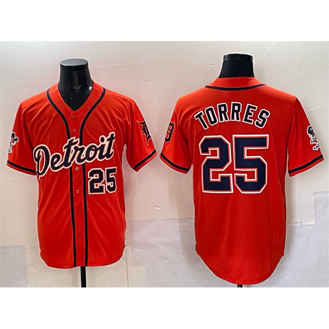 Detroit Tigers #25 Gleyber Torres Orange MIKSHPS With Patch Vapor Premier Limited Stitched Jersey 2