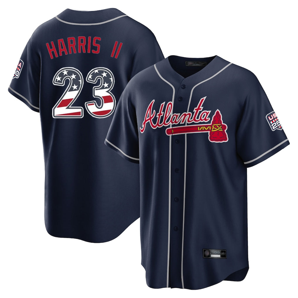 Atlanta Braves #23 Michael Harris II Player Navy MIKSHPS USA 250 Fourth Of July Limited Home Game Stitched Jerseys