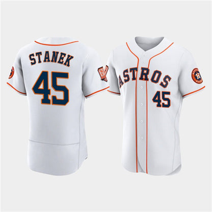 Houston Astros #45 Ryne Stanek White MIKSHPS 60th Anniversary Flex Base Stitched Jersey