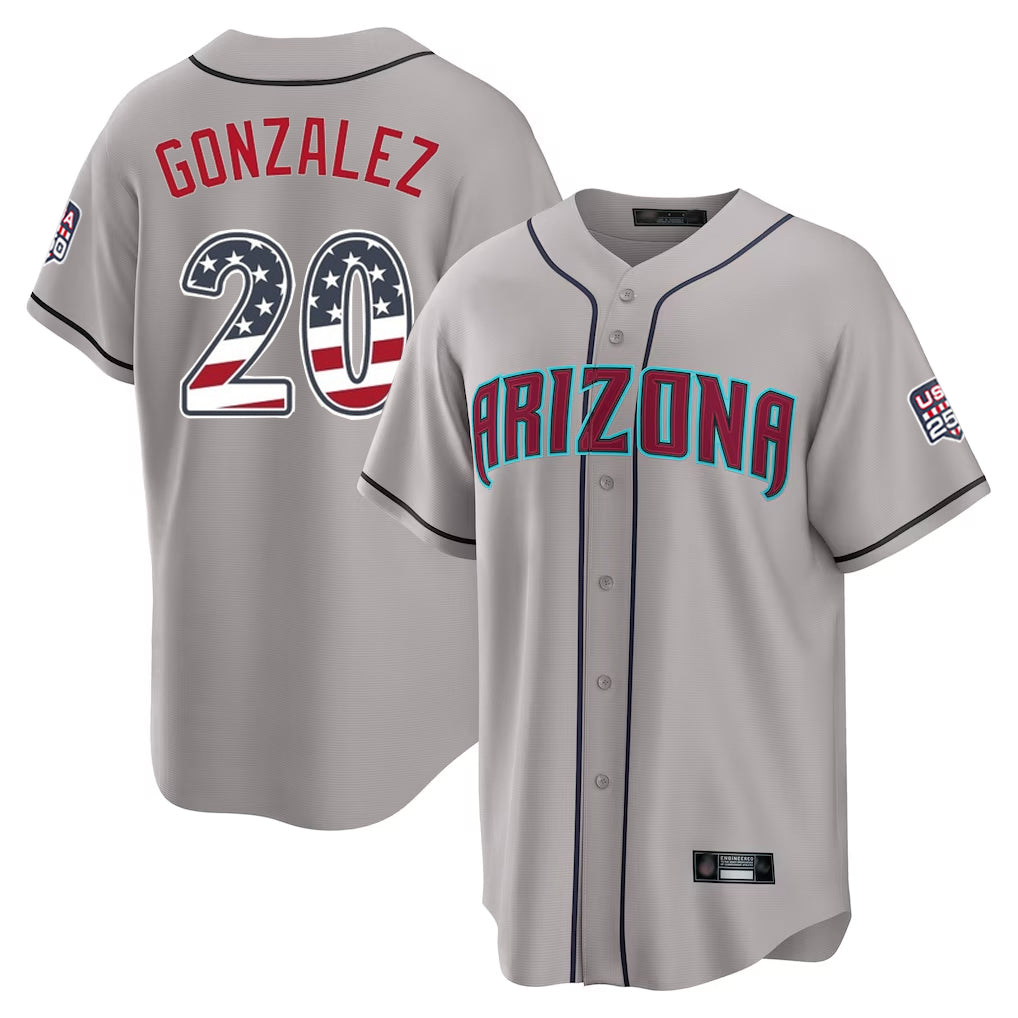 Arizona Diamondbacks #20 Luis Gonzalez Player Gray MIKSHPS USA 250 Fourth of July Home Game Stitched Jerseys
