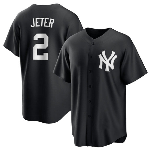 New York Yankees #2 Derek Jeter Black MIKSHPS Lights Out Limited Stitched Jersey