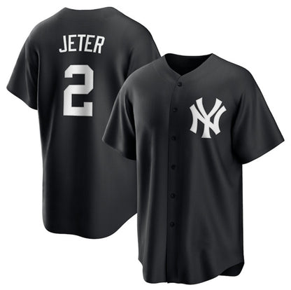 New York Yankees #2 Derek Jeter Black MIKSHPS Lights Out Limited Stitched Jersey