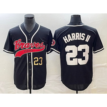 Atlanta Braves #23 Michael Harris II Number Black MIKSHPS Cool Base Stitched Jersey