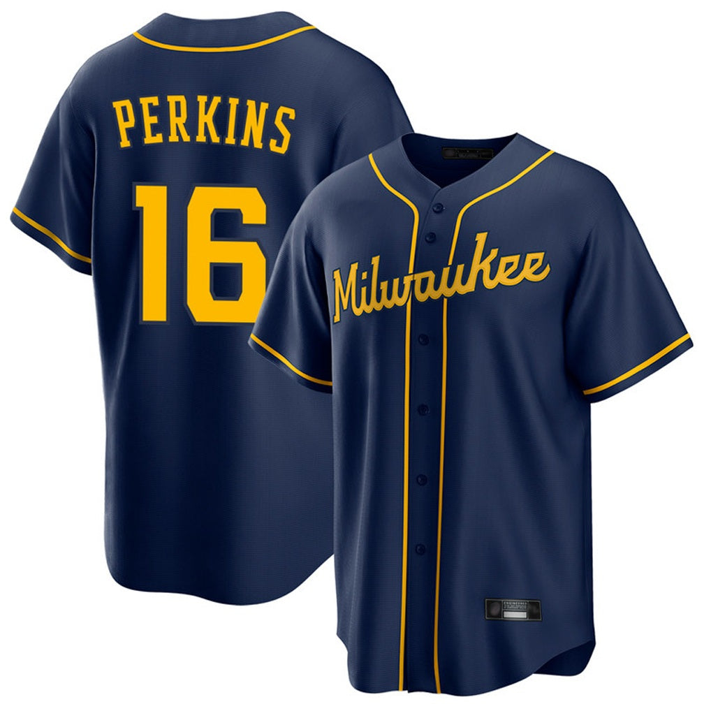 Milwaukee Brewers #16 Blake Perkins Player Navy MIKSHPS Home Game Stitched Jerseys