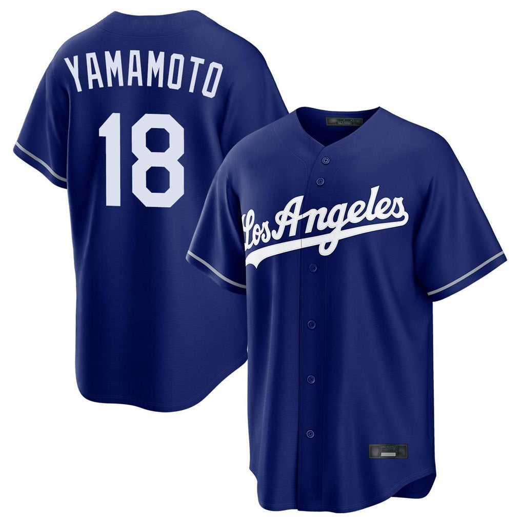 Los Angeles Dodgers #18 Yoshinobu Yamamoto Player Royal MIKSHPS Game Stitched Jerseys
