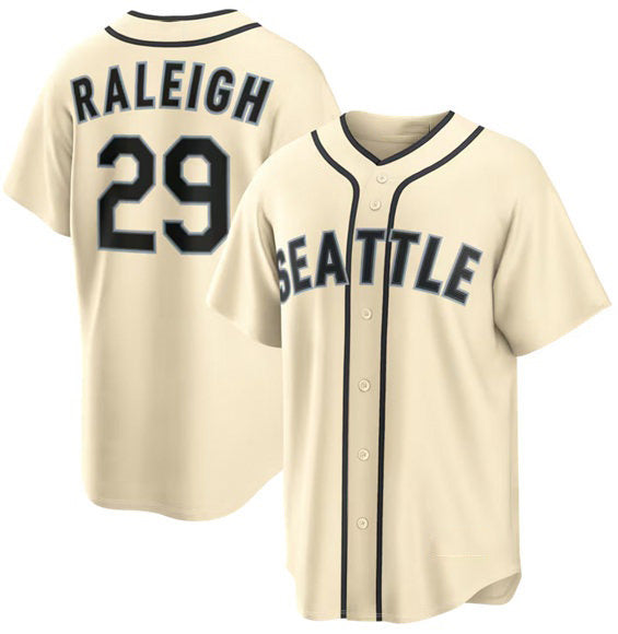 Seattle Mariners #29 Cal Raleigh Cream MIKSHPS Alternate Stitched Jersey