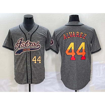 Houston Astros #44 Yordan Alvarez Number Grey MIKSHPS Gridiron Cool Base Stitched Jersey