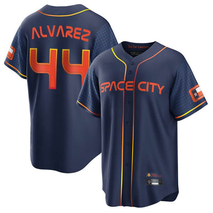 Houston Astros #44 Yordan Alvarez Player Navy MIKSHPS City Connect Home Game Stitched Jerseys