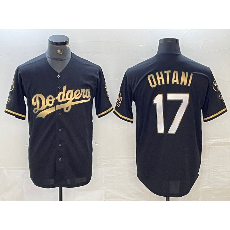 Los Angeles Dodgers #17 Shohei Ohtani Black Gold MIKSHPS Stitched Cool Base Jerseys