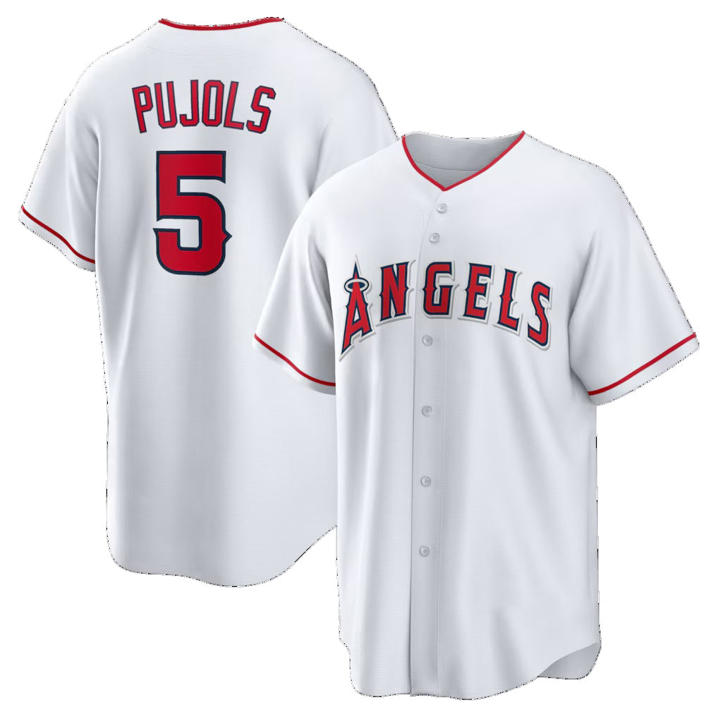 Los Angeles Angels #5 Albert Pujols White MIKSHPS Home Retired Player Replica Jersey