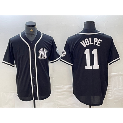 New York Yankees #11 Anthony Volpe Black White MIKSHPS Cool Base Stitched Jersey