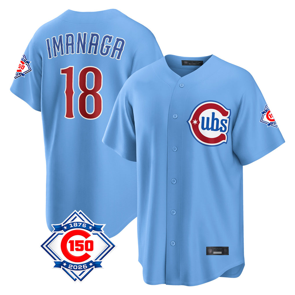 Chicago Cubs #18 Shota Imanaga Player Light Blue MIKSHPS 150th Anniversary Home Game Stitched Jerseys