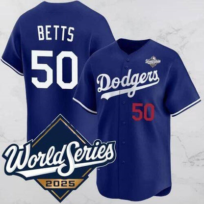 Los Angeles Dodgers #50 Mookie Betts Blue MIKSHPS 2025 World Series Vapor Limited Stitched Jersey