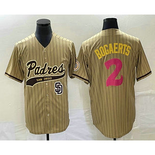 San Diego Padres #2 Xander Bogaerts Tan MIKSHPS Pinstripe 2023 City Connect Cool Base Stitched Jersey 2