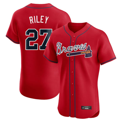 Atlanta Braves #27 Austin Riley Player Red MIKSHPS Limited Elite Home Game Stitched Jerseys