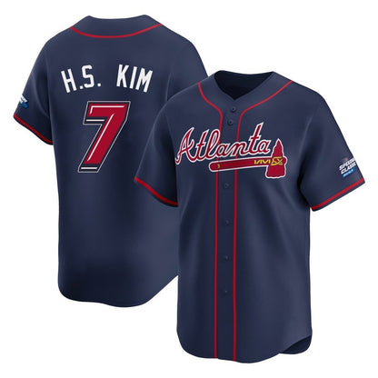 Atlanta Braves #7 Ha-Seong Kim Player Navy MIKSHPS 2025 Speedway Classic Home Game Stitched Jerseys