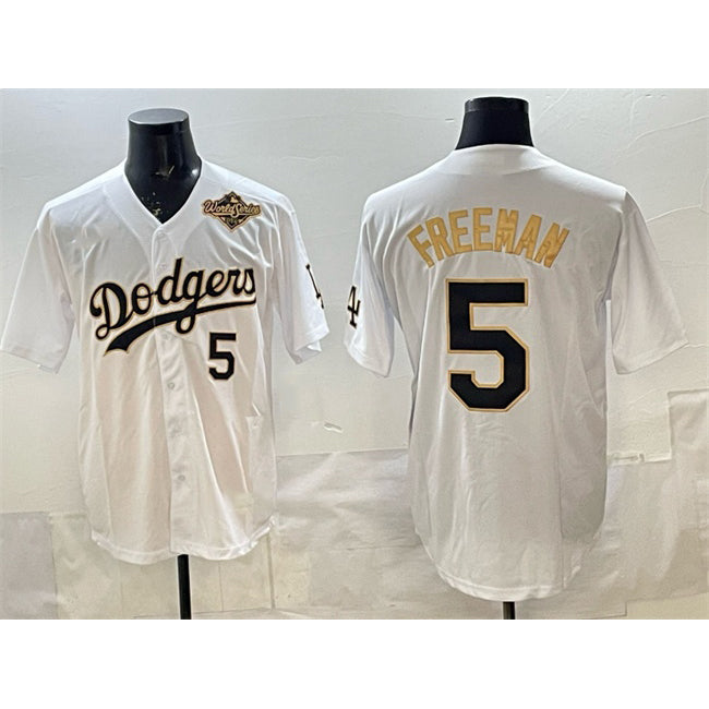 Los Angeles Dodgers #5 Freddie Freeman White Gold MIKSHPS 2025 World Series Limited Stitched Jersey