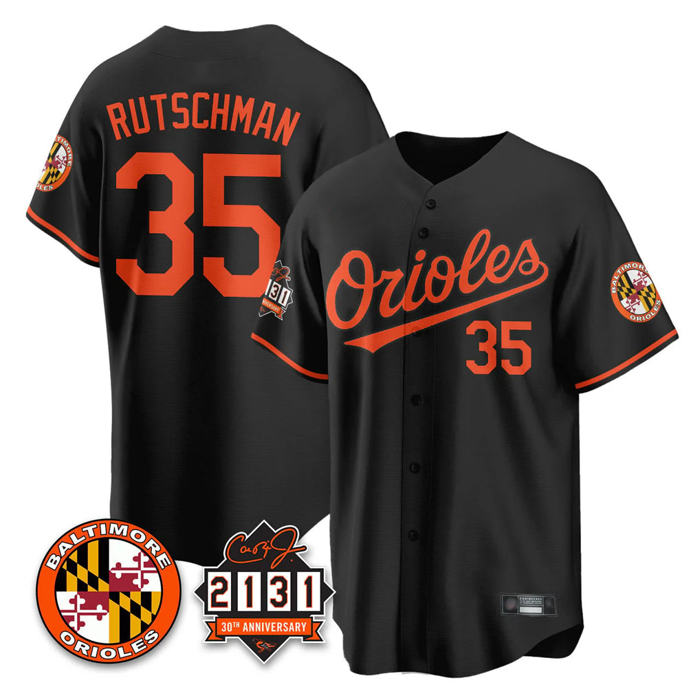 Baltimore Orioles #35 Adley Rutschman Player Black MIKSHPS 30th Anniversary of 2131 Home Game Stitched Jerseys