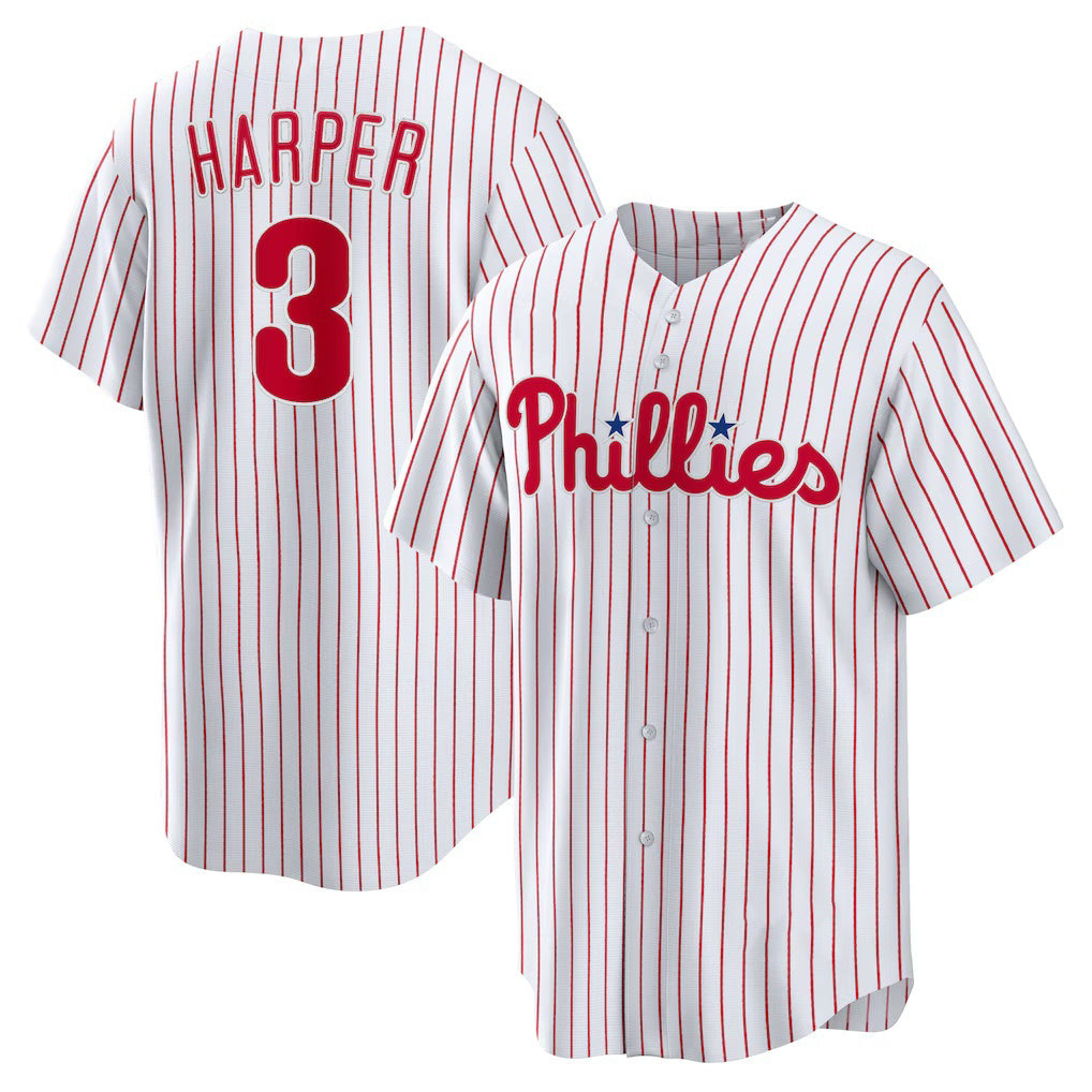 Philadelphia Phillies #3 Bryce Harper White MIKSHPS Home Replica Player Name Jersey