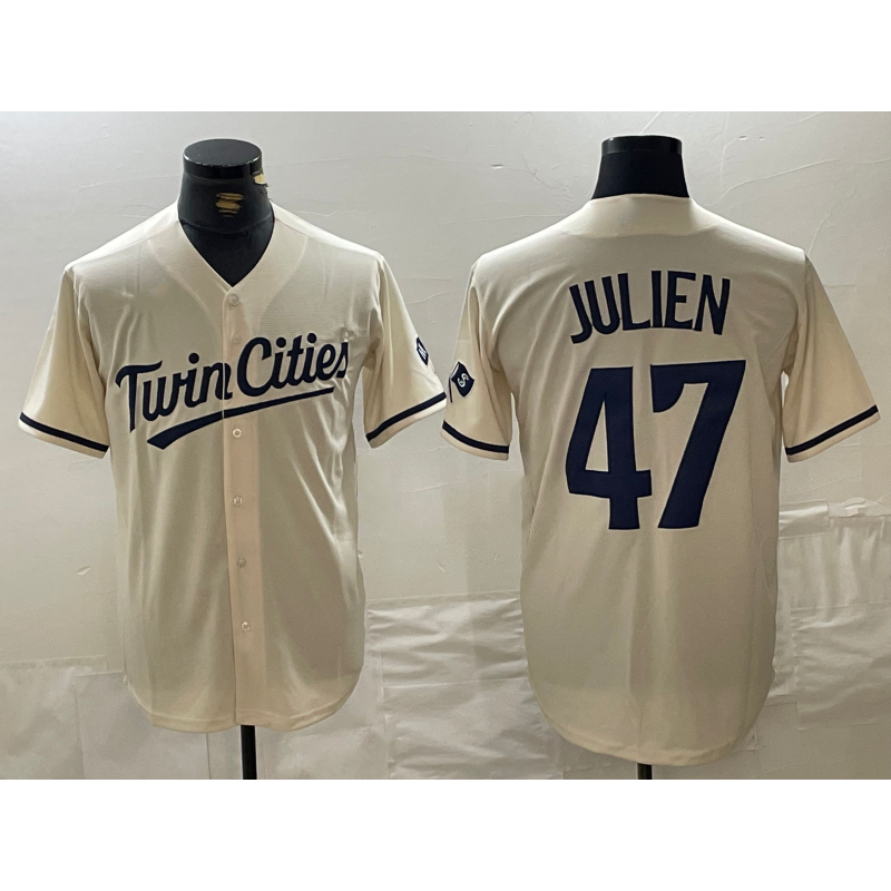 Minnesota Twins #47 Edouard Julien Cream MIKSHPS Cool Base Stitched Jersey