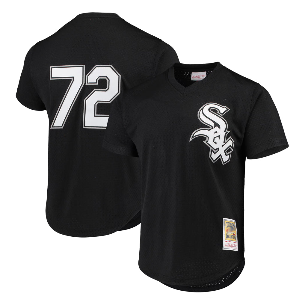 Chicago White Sox #72 Carlton Fisk Player Black MIKSHPS Mitchell & Ness Cooperstown Collection Mesh Game Stitched Jerseys