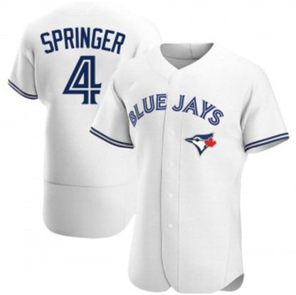 Toronto Blue Jays #4 George Springer White MIKSHPS Flex Base Stitched Jersey