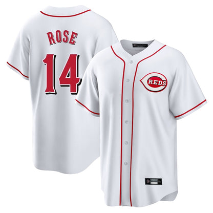 Cincinnati Reds #14 Pete Rose Player White MIKSHPS Game Home Stitched Jerseys