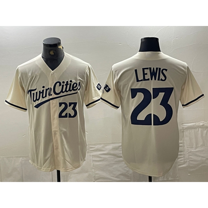 Minnesota Twins #23 Royce Lewis Number Cream MIKSHPS Cool Base Stitched Jersey 2