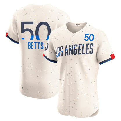 Los Angeles Dodgers #50 Mookie Betts Cream MIKSHPS City Connect Elite Jersey