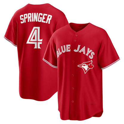 Toronto Blue Jays #4 George Springer Red MIKSHPS Canada Day Replica Jersey