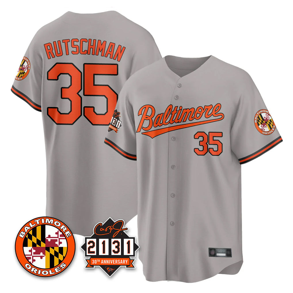 Baltimore Orioles #35 Adley Rutschman Player Gray MIKSHPS 30th Anniversary of 2131 Home Game Stitched Jerseys