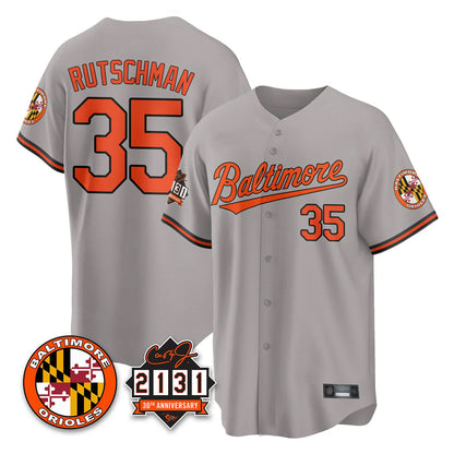 Baltimore Orioles #35 Adley Rutschman Player Gray MIKSHPS 30th Anniversary of 2131 Home Game Stitched Jerseys